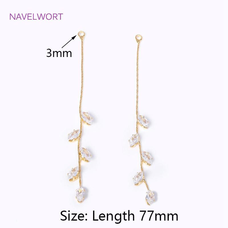 

18K Gold Plated Brass Delicate Cubic Zirconia Long Tassel Charms For Women Earrings Accessories DIY Jewelry Making Wholesale 2 pieces
