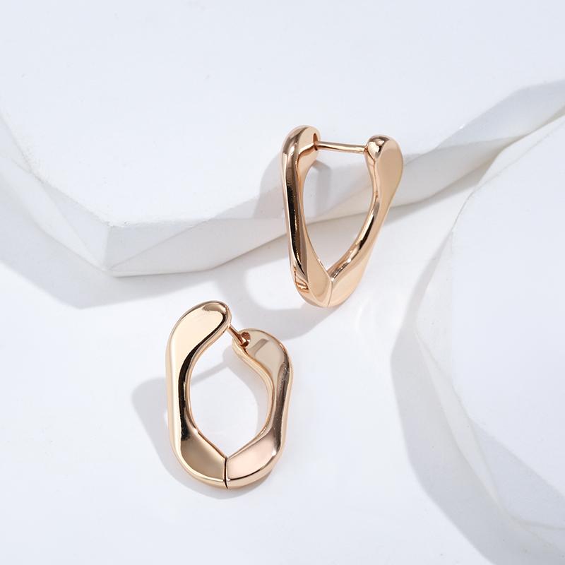 Modische Glänzende Damen Ohrhänger Roségold Farbe Minimalistische Geometrische Ohrringe Hohe Qualität Tägliches Feinschmuckstück