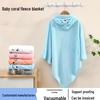 Niedlicher Cartoon Korallenfleece Baby Bademantel mit Kapuze und Puckdecke