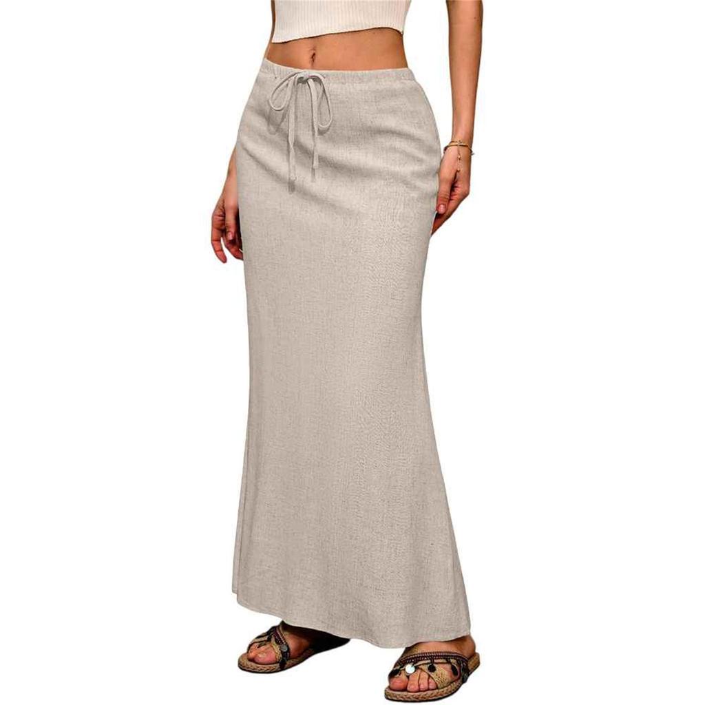 European and American Women's Solid Color Drawstring Waist Multi-color Half Skirt