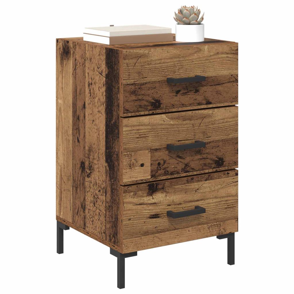 Nightstand with Drawers Rustic Wood Look 40 X 40 X 66 Cm Engineered Wood