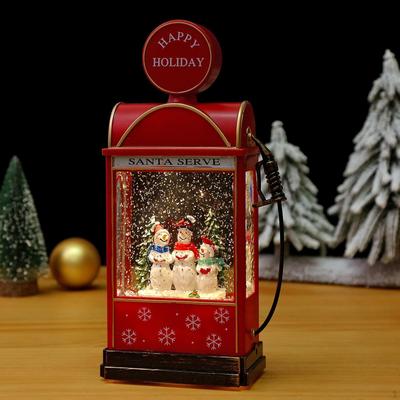 Musical Christmas Snow Globe Music Box Snowman Night Light Novelty Desk Glittering Lantern for