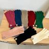 Knitted Cashmere Gloves for Autumn and Winter Women's Solid Color Labeling To Keep Warm and Cold Proof Wrist Guards Divided Fingers and Leak Fingers