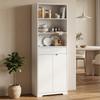 Tall Bathroom Cabinet, 2 Soft-Close Doors, Drawer, 3 Open Compartments, Adjustable Shelves, White