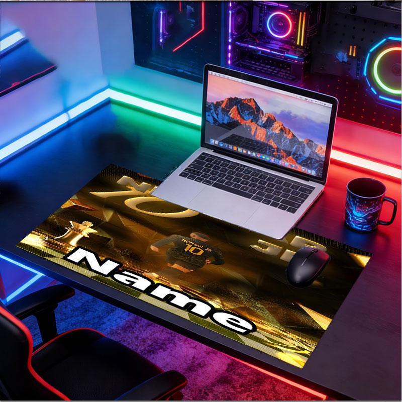 Custom Name Personalized Neymar Jr Pattern Mousepad, Laptop PC Desk Mat, Decorative Desk Mat for Home Keyboard Pad Gift