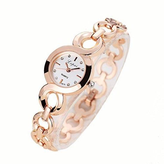 Womens wristwatch gift women quartz One Piece Gears2 watch band (Gold Size)