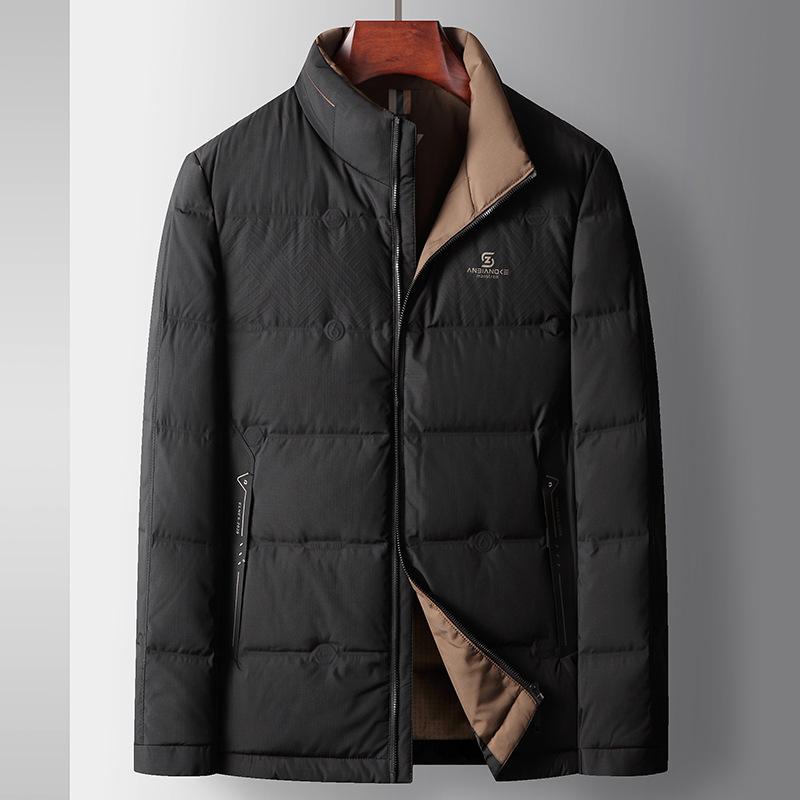 

Осенне-зимняя легкая куртка-пуховик с воротником-стойкой из белого утиного пуха для молодежи, повседневная теплая куртка 180 чёрный