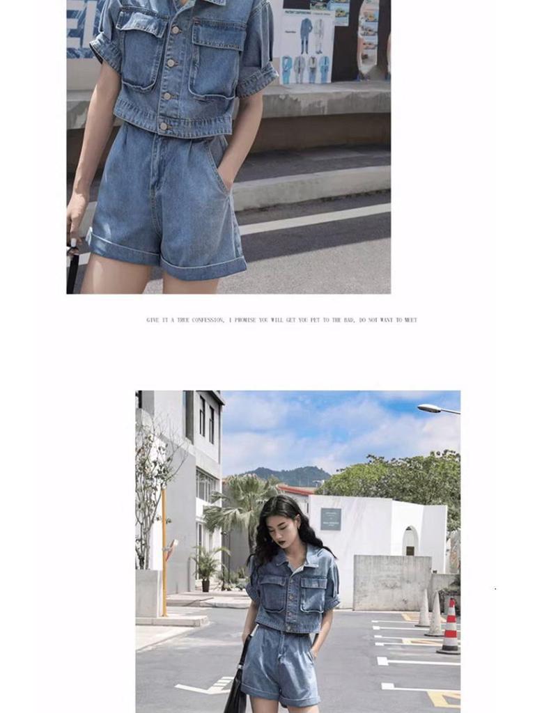 Women's Summer 2026 Age-Defying Denim Two-Piece: Stylish Short Jacket & Shorts Set