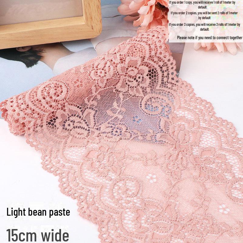 15cm Szeroka Miękka Elastyczna Koronka do Dekoracji Ubrań i Spódnic DIY w Kolorze Białym lub Czarnym