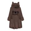 Women Fleece Embroidery Cat Ear Plus Size Hoodie Pocket Top Sweater Blouse