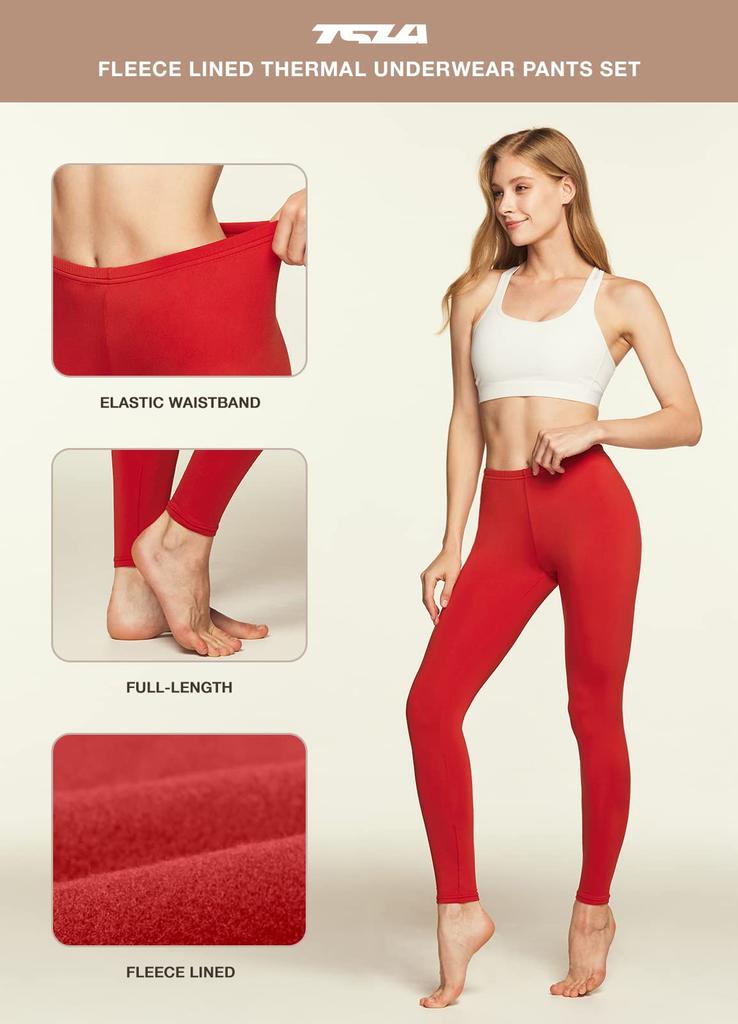 Tesla Heattech Underpants and Underwear for and Warm and Windproof Women's (2-Piece Set) [Moisture-Wicking, Heat-Generating, Stretchy] Fleece-Lined