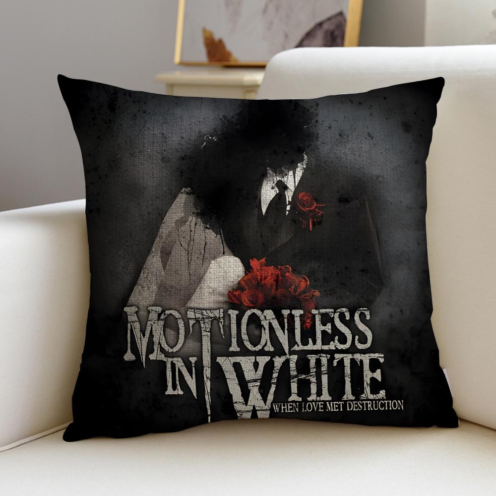 Gothic MMotionless In WhiteS Cushion Cover Breathable and skinfriendly linen pillowcase square removable and washable cushion