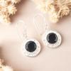 Rare Black Onyx 925 Sterling Silver Earrings, Handmade Jewelry For Women's 1.5" EE-153-18