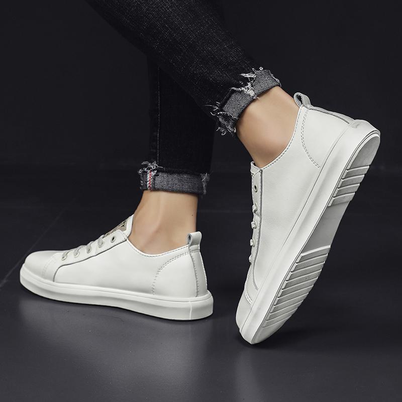 Модные мужские кожаные кроссовки белые туфли дизайнерская мода платформа кожа — фото 5