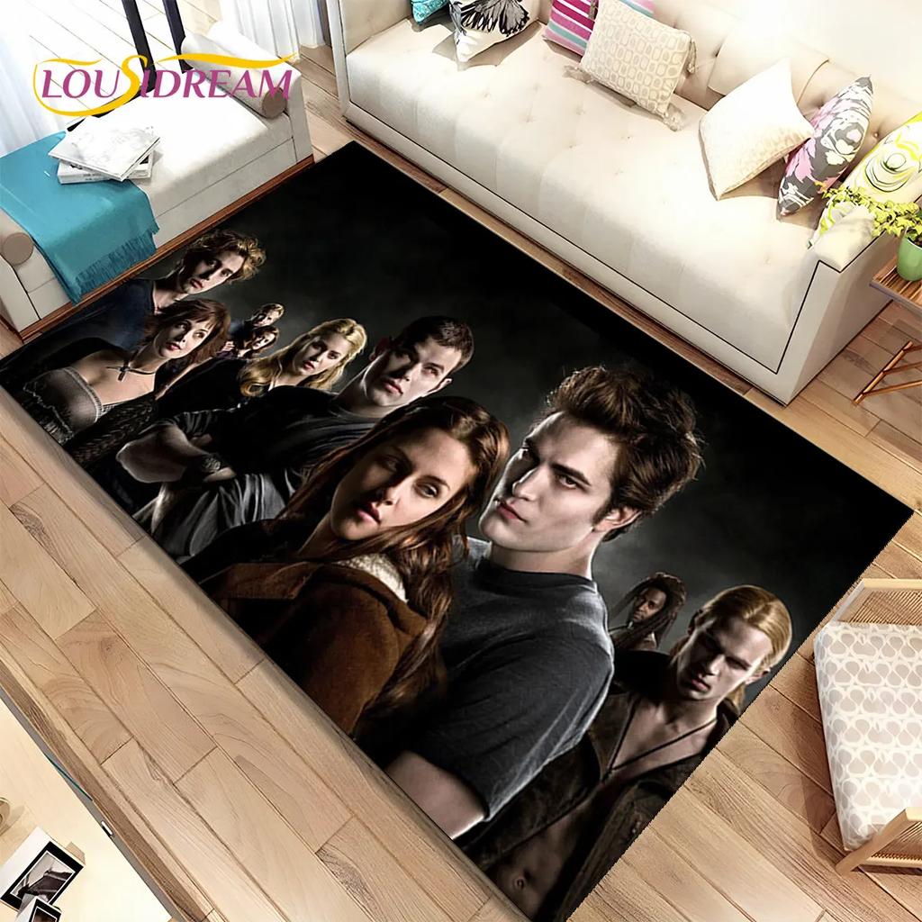 Tapete de Área Impresso em HD Saga Crepúsculo Grande, Tapete para Sala de Estar Quarto Sofá Capacho Decoração, Tapete de Chão Antiderrapante para Crianças