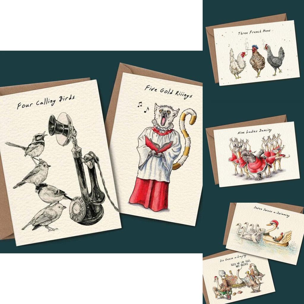 Dvanáct dní Vánoc Sada pohlednic Sada 12 moderních a minimalistických pohlednic a obálek