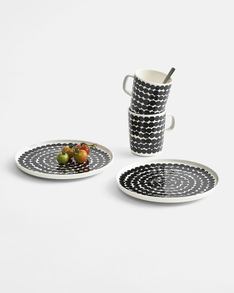 Marimekko Pair Set Mug 250ml Plate 20cm Cup Tableware Black X White Lacy Matte 071605 190 [item]
