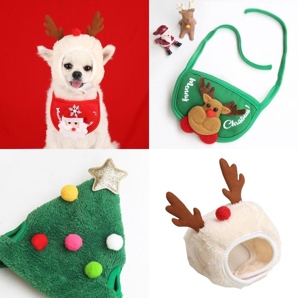 Adorável Conjunto de Chapéu de Natal e Toalha de Saliva para Cães e Gatos Para Celebrações Festivas de Animais de Estimação