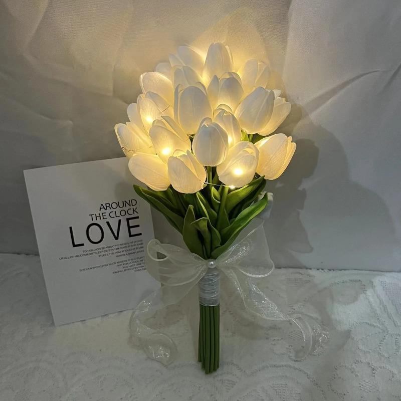 10pcs Artificial Flower Realistic Tulip Hot Sales Home Christmas Decoration Wedding Garden Garland Bride Mother'S Day Bouquet Diy Gift