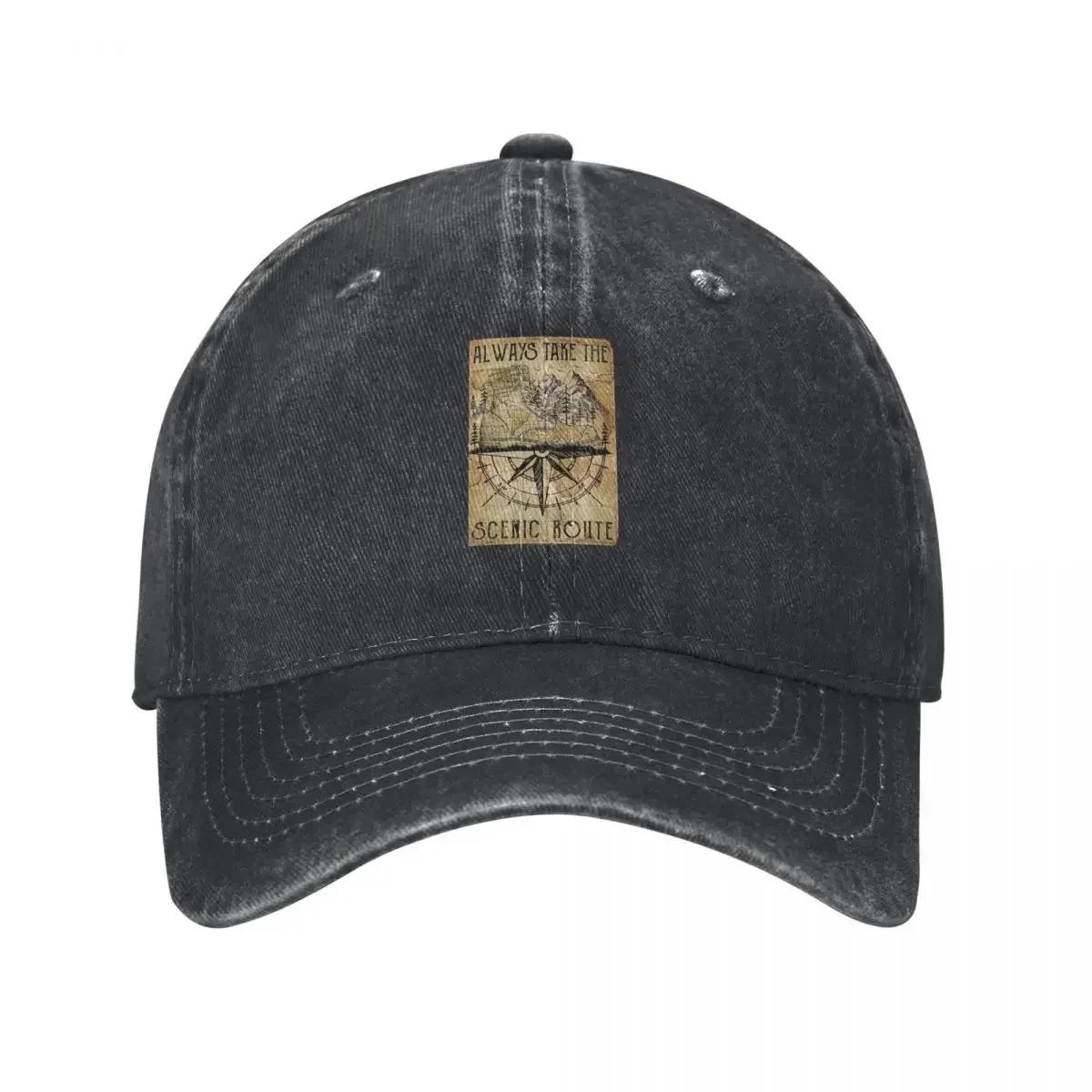 Hiking - Always Take The Scenic Route Baseball Cap New Hat Birthday Caps For Women Unisex s