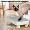 Litter Box Catcher With Wooden Base, Anti-Tracking& Easy To Clean, Litter Box Step, Ramp Designed Ideal For Small Elderly Cats