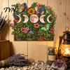 Rustic Bedroom Decor Boho Moon Mushroom Wall Hanging Decor, Vintage Forest Multi-Layer Wooden Plaque, Floral Nature Inspired Art Butterfly Themed