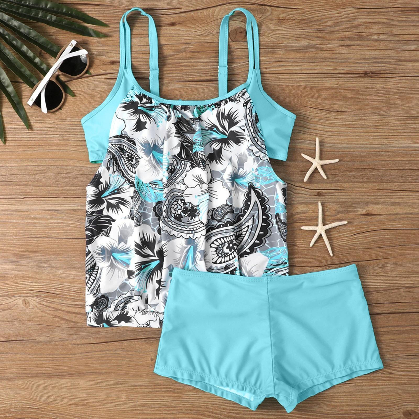 

Женский сексуальный облегающий купальник бикини большого размера из двух частей с принтом, слинг, шорты-боксеры с разрезом L