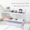 Integrated Folding Rack Desktop Organizer Sundries Organizer with Two Storage Trays Stackable Shelving Office Location Shelving