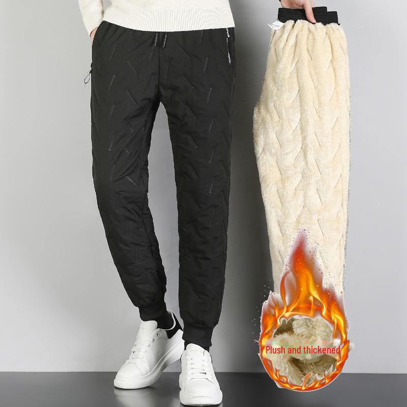 Pantaloni Sport de Exterior pentru Bărbați, de Iarnă, Impermeabili, Rezistenți la Vânt, cu Căptușeală Sherpa - Groși, Călduroși, Bumbac, Mărimi Mari Disponibile