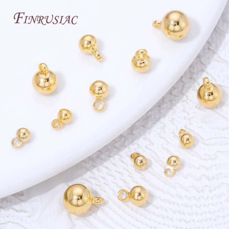 3mm 4mm 5mm 6mm 18K Gold Plated Brass Round Ball Bead Pendants For Necklaces Making,DIY Charms For Jewelry,Bracelets Accessories