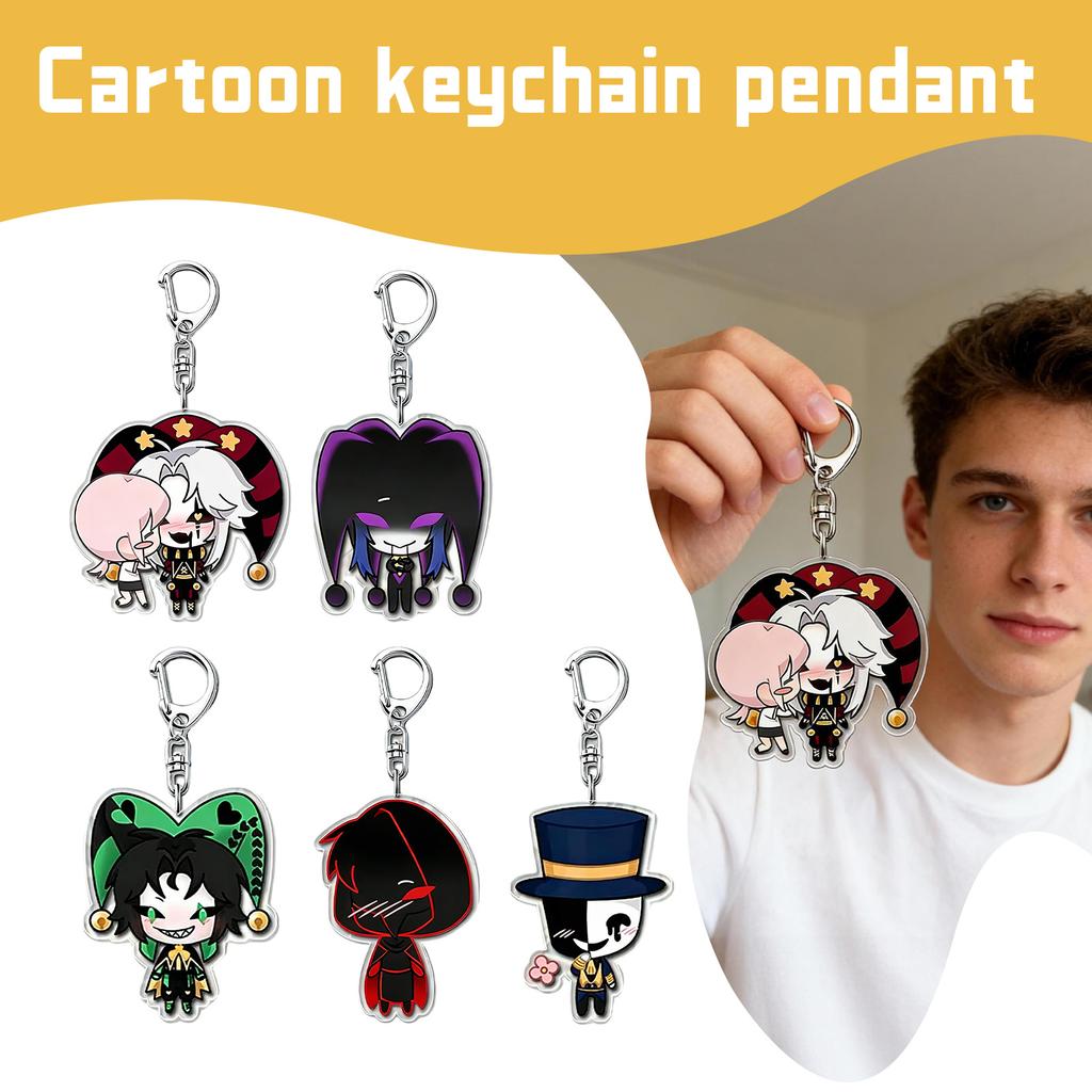 Cute Game Character Keychain Bag Pendant Durable Metal Key Ring Accessory for Kids Friends Gift Practical Everyday Use