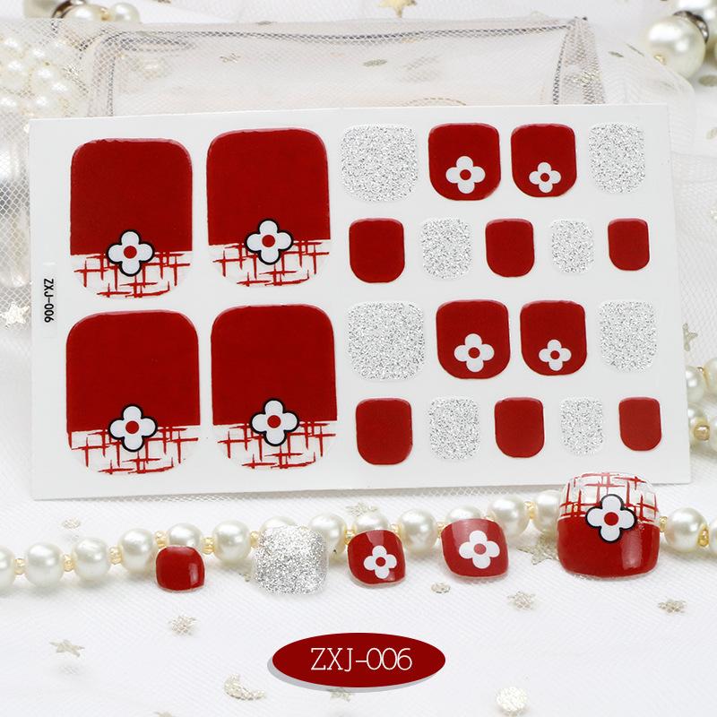 New Summer Foot Stickers Waterproof Beach Toe Nail Stickers Girls Simple Little Chrysanthemum Nail Stickers