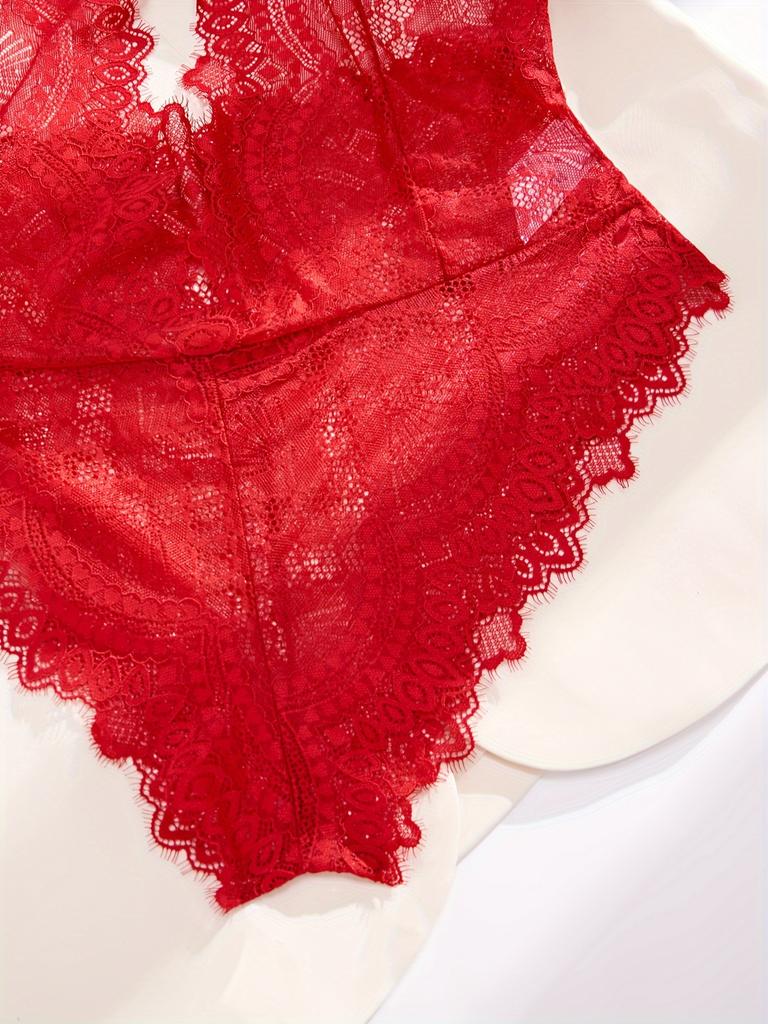 Sexy Lingerie Women Lace Halter Blue Hollow Bra Set Wire Free Backless No Pad Underwear Erotic Costumes Teddy Babydoll Dress