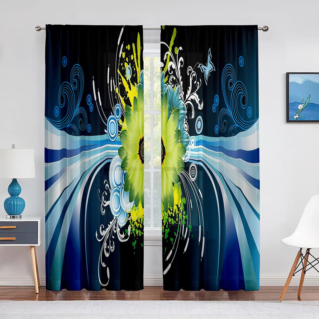 Psychedelic Multi Colour and Trippy Art Tulle Curtain for Living Room Bedroom Decor Sheer Curtains Room Kitchen Window Treatment