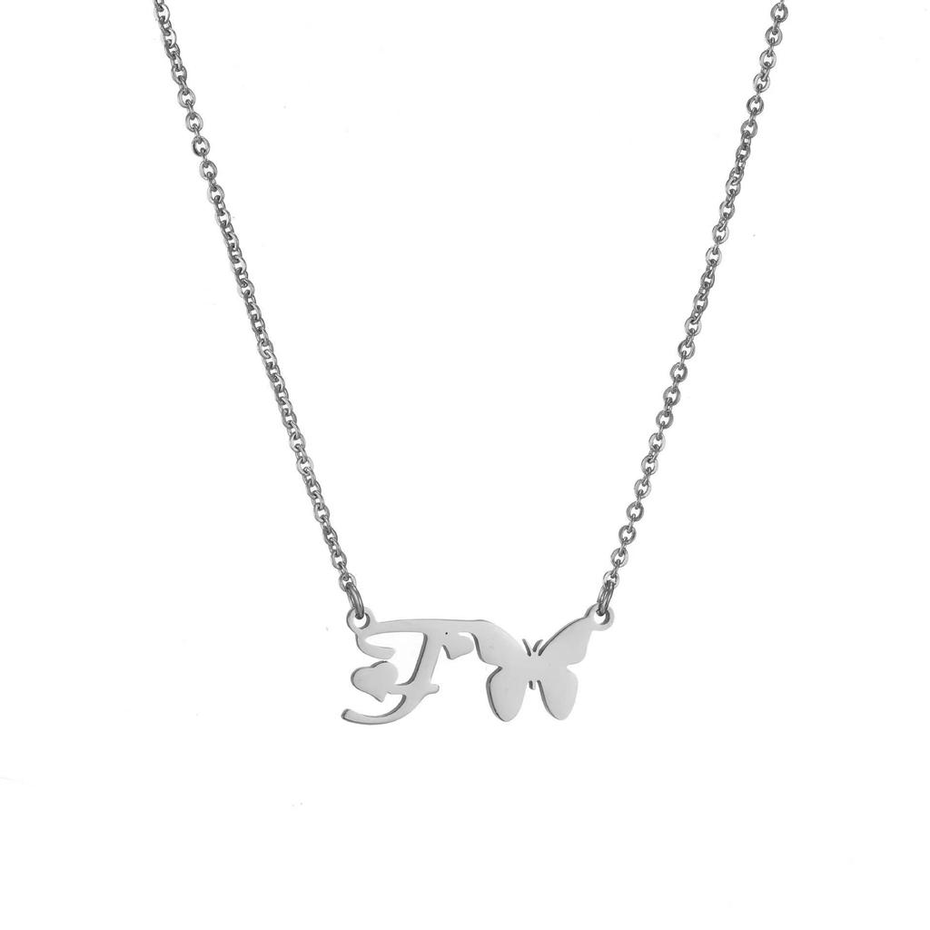 Stainless Steel Non-fading Women's Trendy Butterfly Letter Necklace