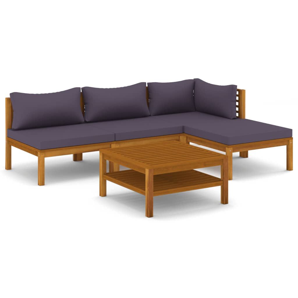 VidaXL Garden Lounge Set, 5 Pcs with Cushion Solid Acacia Wood