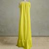 Women's Summer Casual Loose Dress Tie Shoulder Sleeveless Square Neck Maxi Dress A-Line Ruffle Flowy Beach Sundress