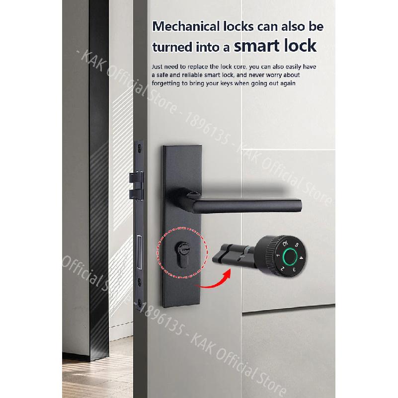 KAK Tuya APP Fingerprint Cylinder Smart Door Lock Electronic Digital Password Code Lock Keyless Remote Control Lock Hardware