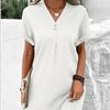 Abiti casual a vita alta con scollo a V a maniche corte con stampa tinta unita primavera estate moda donna