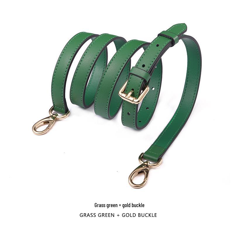 Adjustable Genuine Leather Crossbody Bag Strap - Thin Plain Weave for Women
