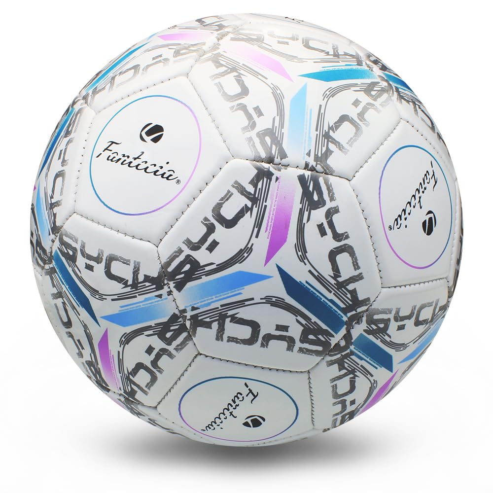 Fantecia Football Taille Standard Cuir Football avec Football d'Entraînement pour Enfants et Adultes 5, Pompe,