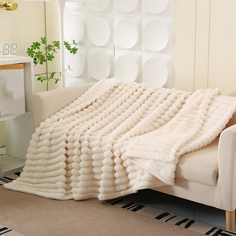 Coperta in Flanella Monocolore Morbida Coperta in Finta Pelliccia di Coniglio Calda Accogliente Copriletto per Divano Letto Viaggio a Quadri