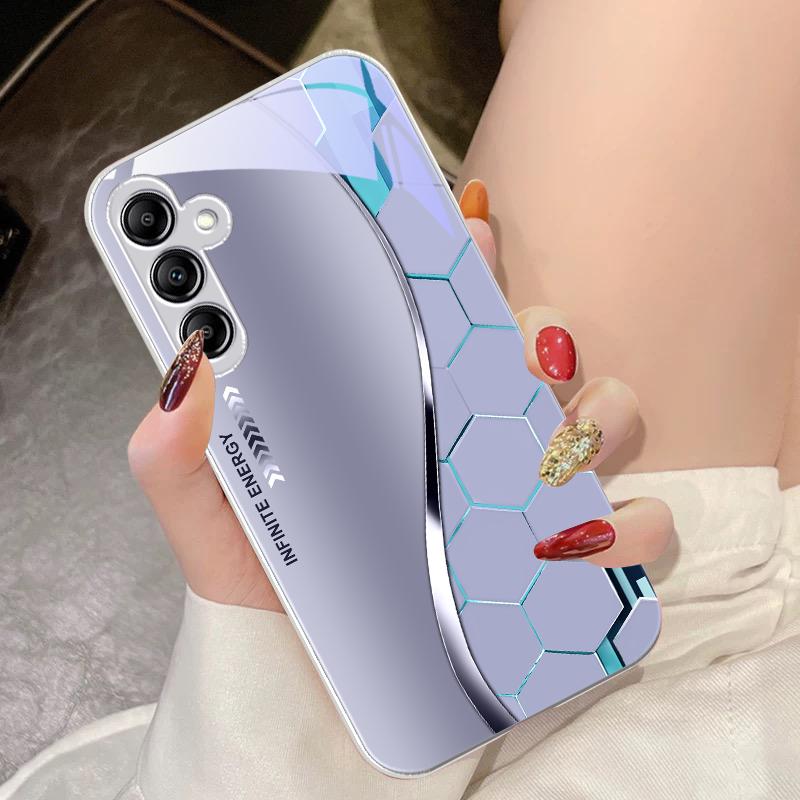 Flowing Light Honeycomb For Samsung Galaxy A14 4G 20 30 52 20S 21S 22 A32 33 34 42 50 51 53 54 70 71 72 73 5G Glass Phone Case
