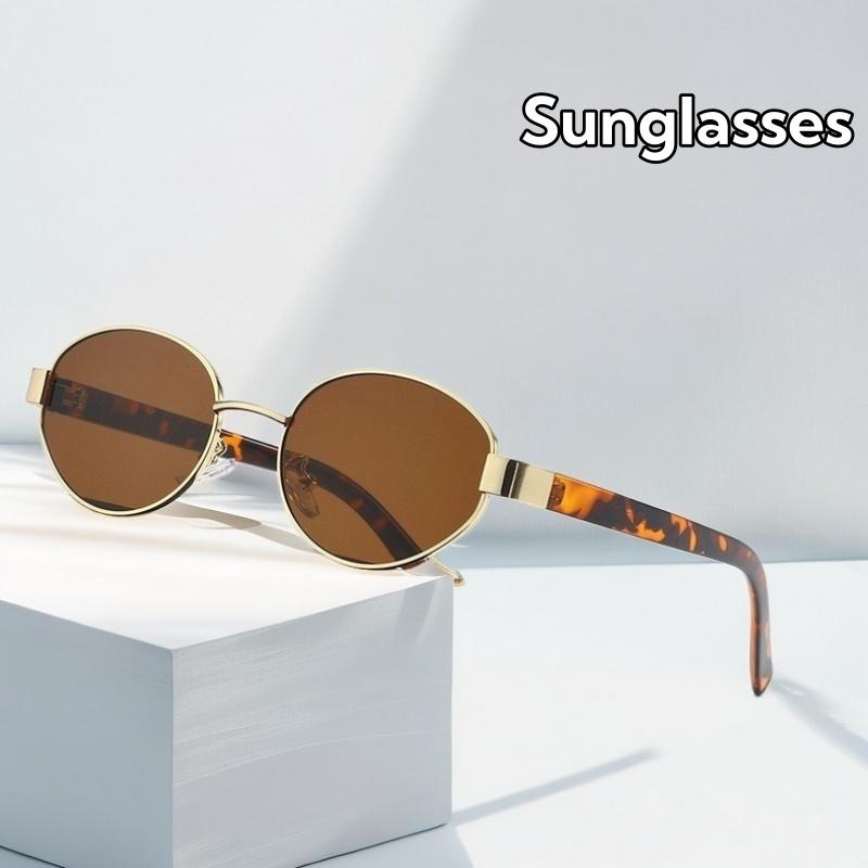 Trendy Retro Oval Sunglasses Uv400 Leopard Print Glasses Feet Outdoor Ultraviolet-Proof Street Photography Shades Eyeglasses