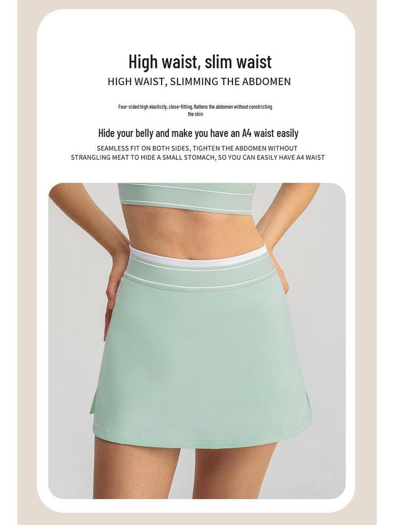 QYZJ Color Block Strappy Sports Bra & Skirt Set