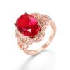 Elegant Ruby Diamond Ring for Women Rose Gold Plated Engagement Ring Silver Jewelry