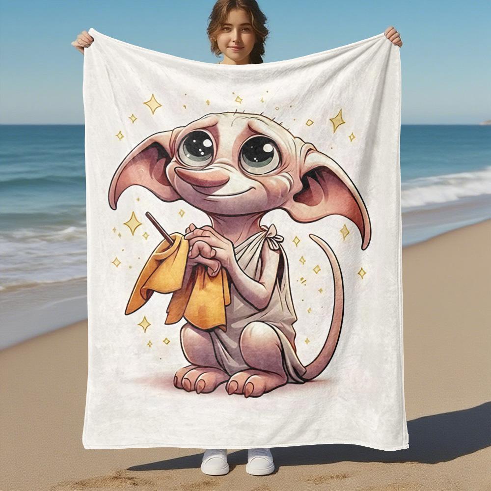 1 pezzo Dobby, mago, magia Coperta da lancio in flanella per esterni per tutte le stagioni, morbida, calda, decorazione per la casa 1031107