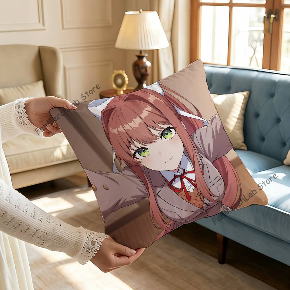 Cartoon Character MMonika Pillow Case Plush Fabric Soft Pillowcase Double Sided Print Sofa Cushion Cover Throw