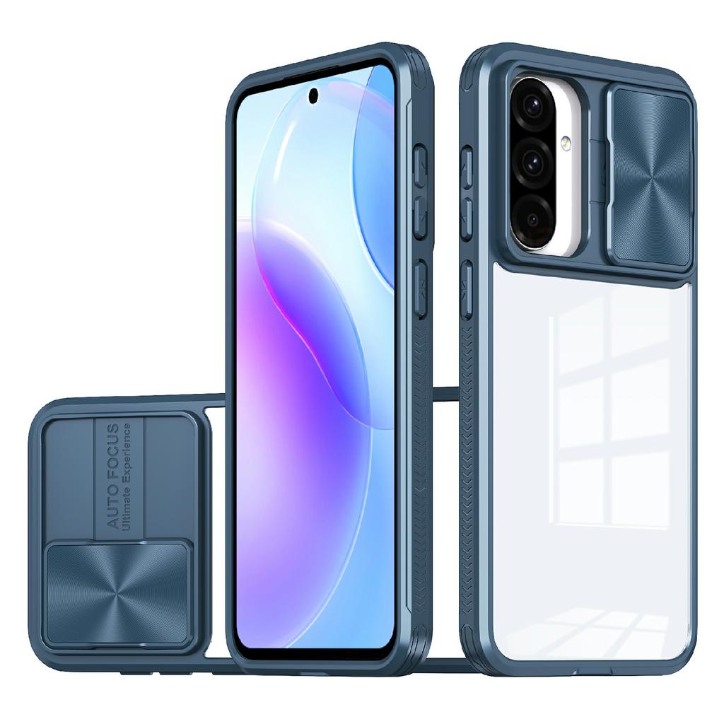 For Samsung Galaxy A56 5G Case TPU + PC Clear Phone Cover with CD-Veins Camera Lens Sliding Lid