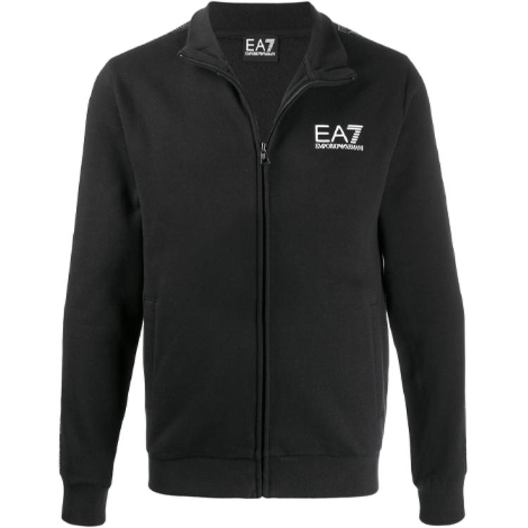 Emporio Armani EA7 Logo Print Ritsjack Herenjassen Zwart 6GPM31-PJ07Z-1200 XL